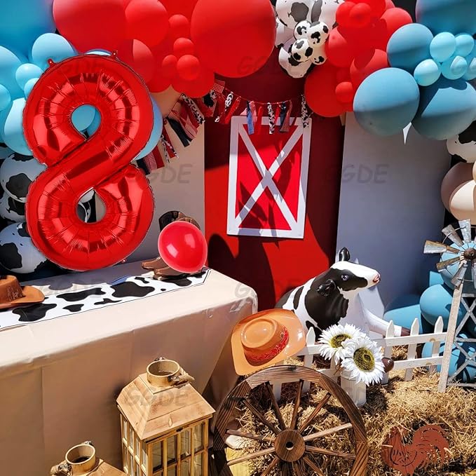 40 Inch 8 Red Number Balloons Mylar Foil Helium Digital Balloons Baby Shower 8th Birthday Party Decor Supplies