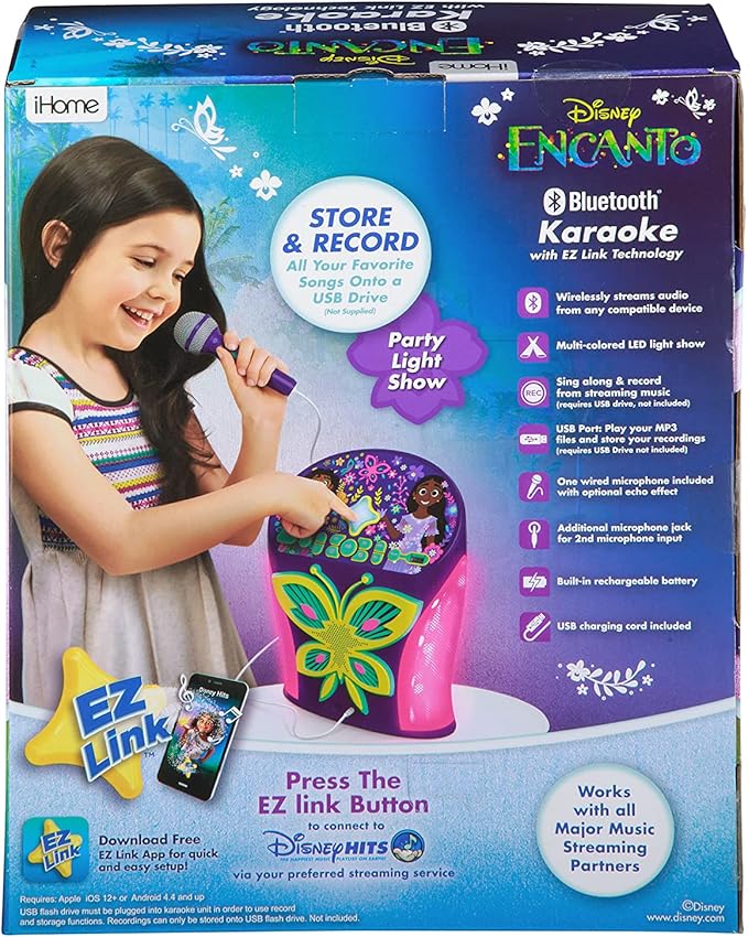 eKids Disney Encanto Karaoke Machine, Easily Access Disney Playlists with New EZ Link Feature