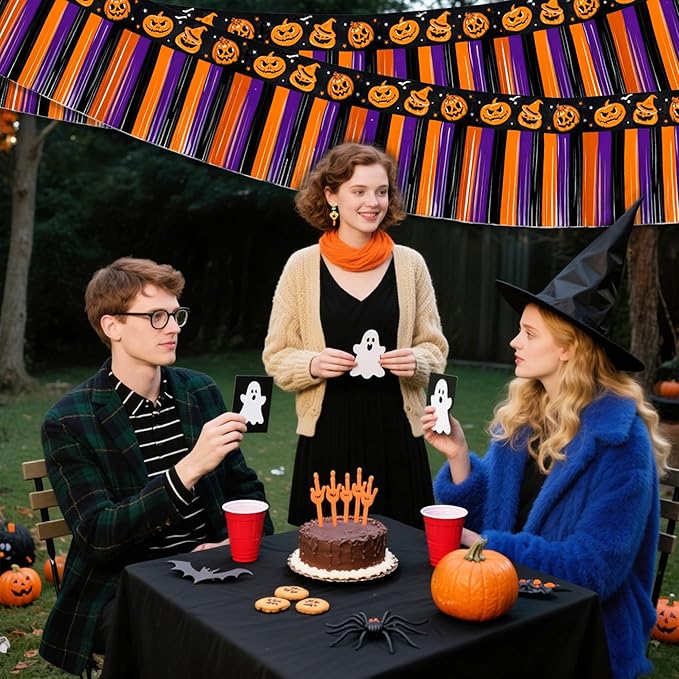 OHOME Halloween Party Decorations - 2 Pack Trick or Treat Streamer Backdrop Banner for Home Wall Door Office - Halloween Decorations Indoor Outdoor Birthday Party Favors Supplies,10 FT