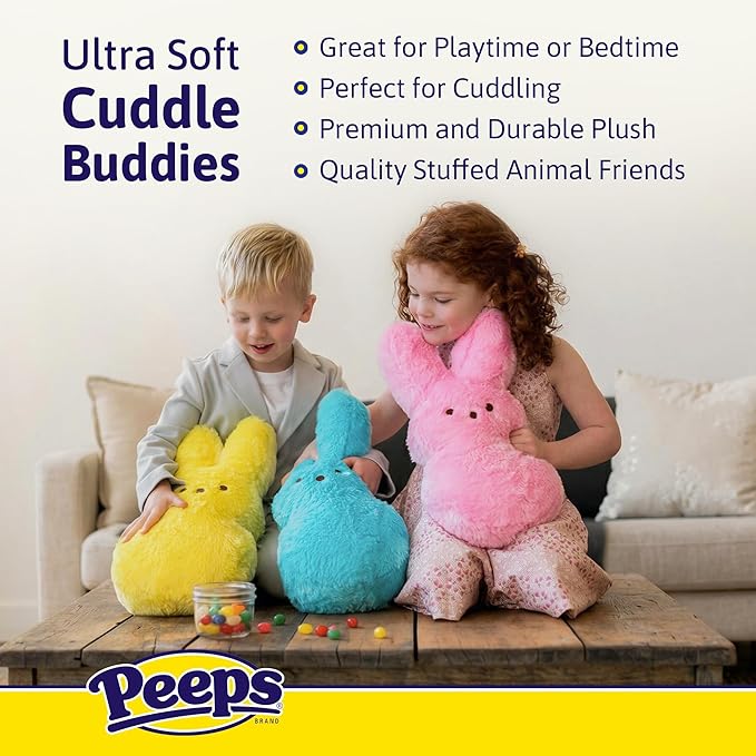 Animal Adventure | 15" Yellow Emo Shaggy Bunny Peeps Plush | Easter Basket Stuffed Animals for Kids | Marshmallow Candy | Huggable Ultra Soft Plushie Stuffers Buddy Toy | Collectable Gifts | Aged 3+