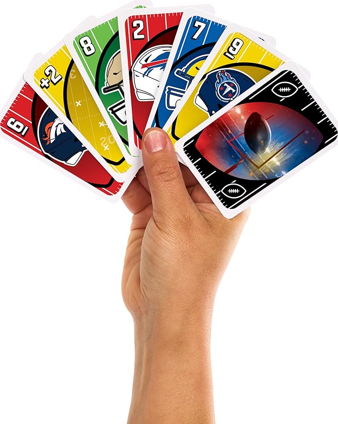 Mattel Games UNO NFL Card Game in Storage Tin Box for Kids, Adults, Parties & Travel with NFL Team Logos & Special Rule (Amazon Exclusive)