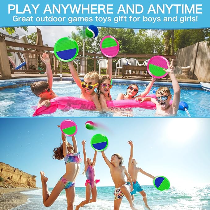 Outdoor Toys for Kids Ages 3-5, 4-8, 8-12 - Ball Catch Game for 3 4 5 6 7 8 -12 Year Old Boys Girls, Outside Toss Game Set for Beach, Pool, Yard - Toddlers Birthday Gifts Easter Basket Stuffers(6Pcs)