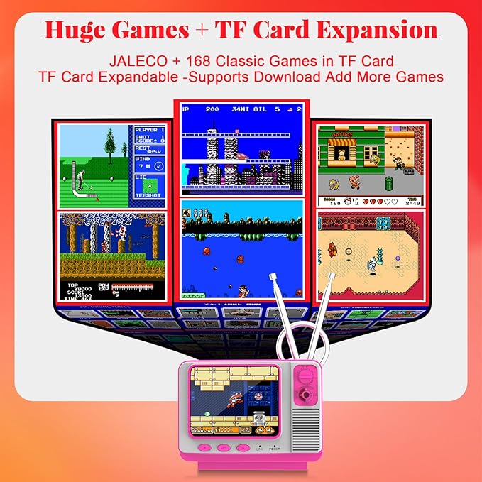 Retro Game Console - 42 JALECO + 168 Classic Games, 2.4G Wireless 2-Player, 3.0 Inch IPS Screen, TF Card Expansion, Great for Kids