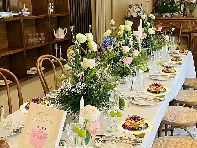 MaitianGuyou 40Pcs 7Inch Lemon Party Decorations Lemon Plates,Yellow Summer Birthday Plates Border Tableware for Summer Wedding Birthday Garden Party Supplies Table Decorations