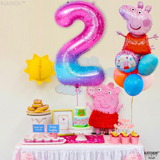 KatchOn, Giant Rainbow 2 Balloon Number - 40 Inch | Number 2 Balloons for Birthdays | 2 Year Old Balloon for 2th Birthday Decorations Girl | Number Balloons for Anniversary Decorations