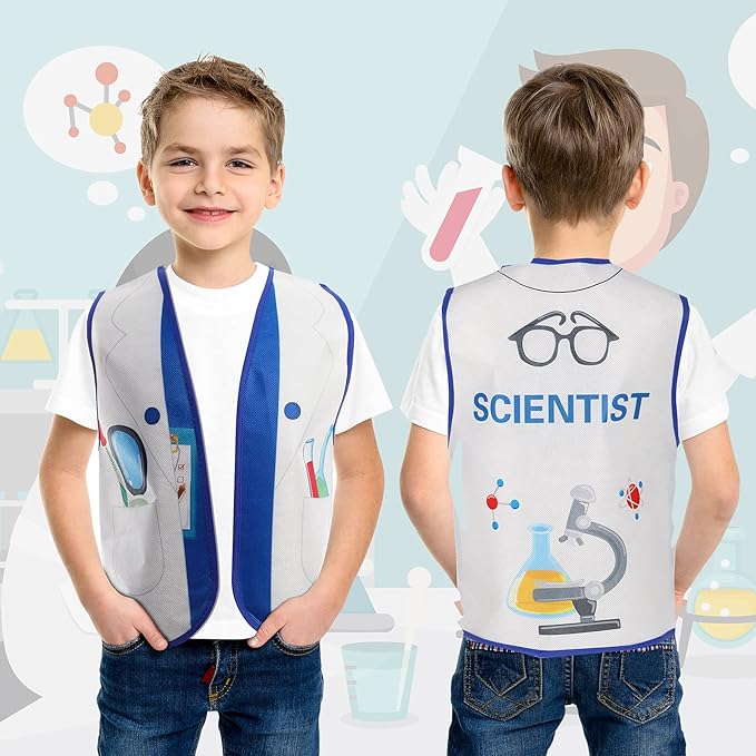 Threan 10 Pcs Kids Dress Up Vest Children Role Play Vest Career Costume for Dramatic Pretend Play Party Supplies, 17 x 13.8 Inches(Cool Style)