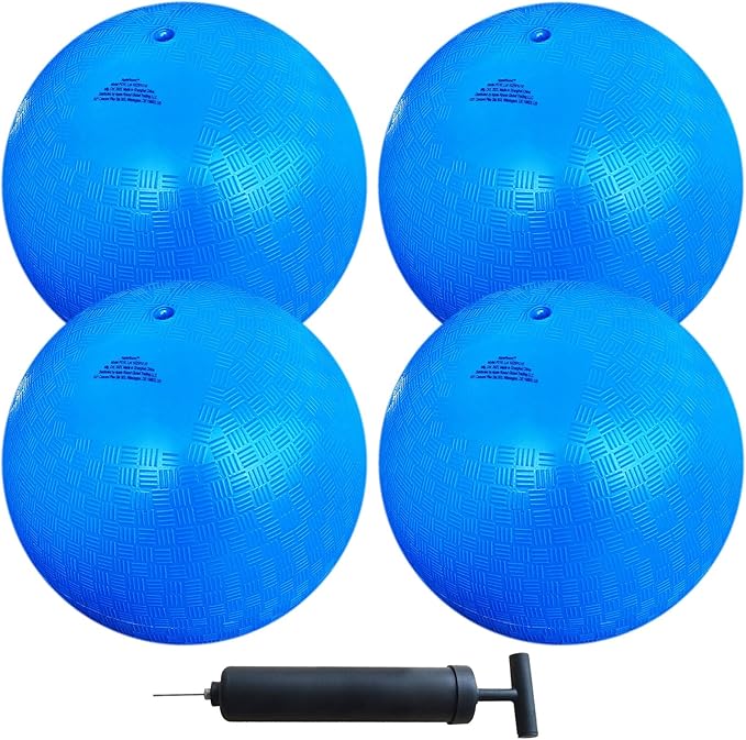 AppleRound 8.5-inch Dodgeball Playground Balls, Pack of 4 Balls with 1 Pump, Official Size for Dodge Ball, Handball, Camps and Schools