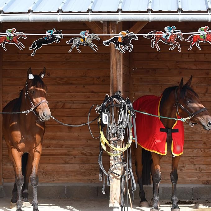 Derby Day Decorations Horse Racing Party Banners Party Supplies Horse Racing Garland Streamers Decorations, Pre-assembled