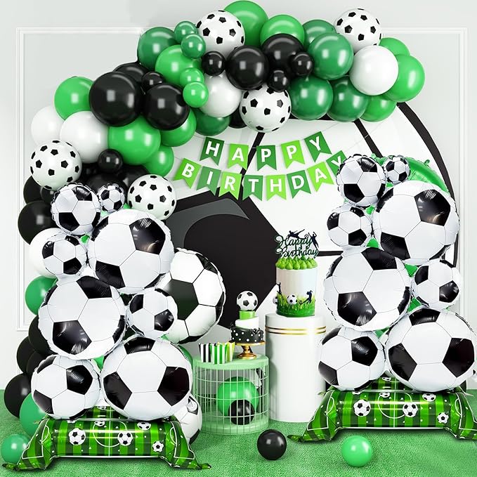 Giant Self Standing Soccer Ball Balloons 2 Pcs 5 ft Soccer Party Balloon Decorations World Cup Balloon Decor Sports Football Ball Fans Birthday Party Decoration Supplie