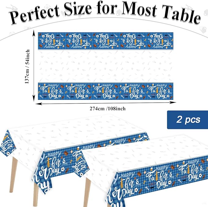 Happy Father's Day Party Supplies Disposable Paper Plates Napkins Forks Tablecloth for Father's Day Party Family Dinner Table Decorations Dad Table Cover Tableware Set Serve 24