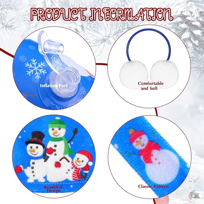 Kacctyen 11 Pcs Christmas Accessories Include Doll Sleeping Bag Apron Chef Hat Ear Muffs Scarf Hoodie Eye Mask Socks Mask with Inflatable Snow Tube Snowmen Clothes(Snowman Style)