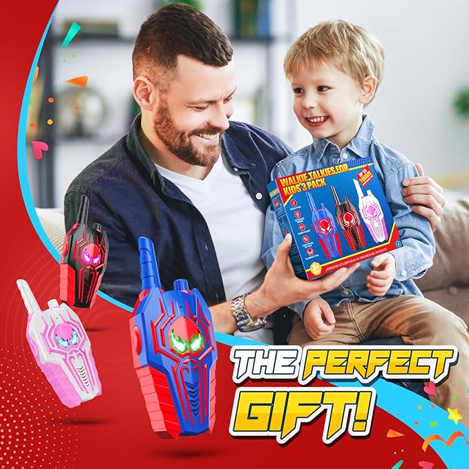 Rechargeable Walkie Talkies for Kids: 3 Pack Kids Walkie Talkies Toys for 3 4 5 6 7 8 9 10 Year Old Girls Boys Family Camping Outdoor Toys 2 Way Radio Boy Girl Stocking Stuffers Gift