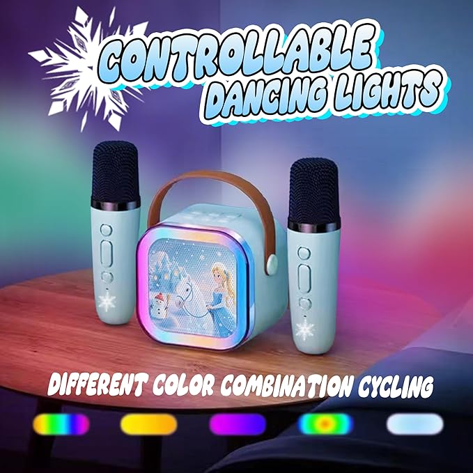 Kids Karaoke Machine for Kids Frozen Toys Gift, Mini Karaoke Machine with 2 Wireless Microphones for Girl 3 4 5 6 7 8 Year Old Girl Birthday Gifts for 4 5 6 7 8 Year Old
