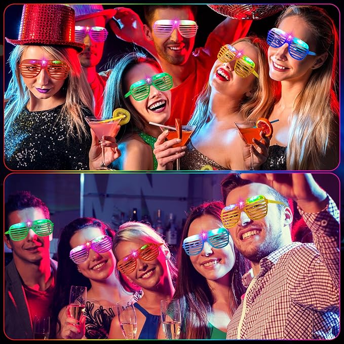 Honoson 120 Pcs LED Glasses Light Up Glasses Glow in the Dark Party Supplies Glow Sticks Sunglasses Neon Favors for Adult Wedding Birthday Rave Carnival (10 Color)