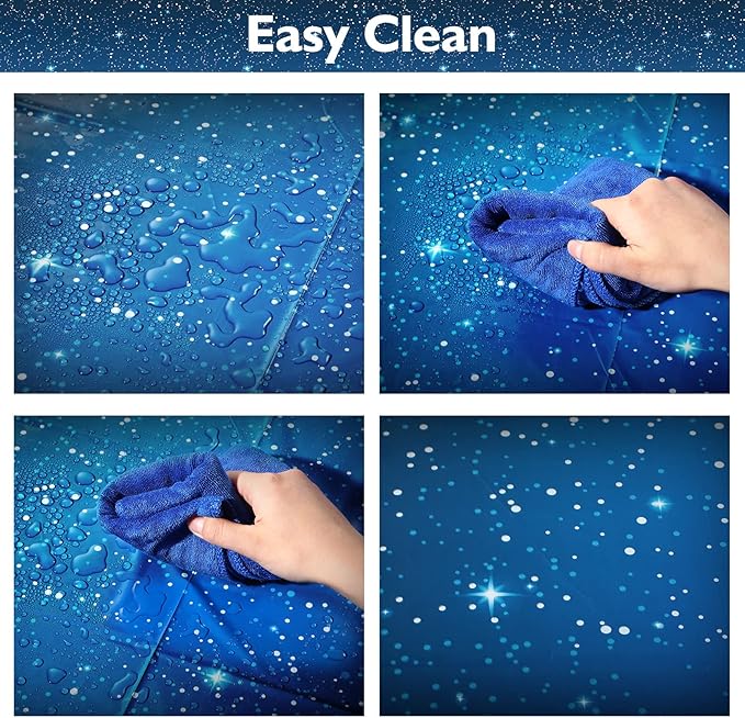 8 Pieces Space Tablecloth Starry Night Tablecloth Decorations Plastic Galaxy Table Cover Space Stars Theme Party Supplies for Birthday Home Decorations, 54 x 108 Inch