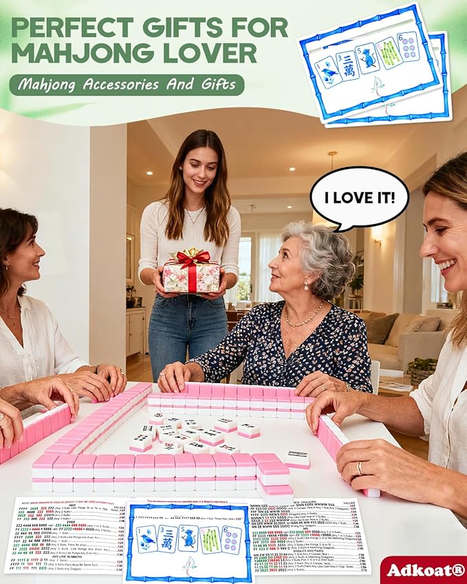 Adkoat® 4PCS Mahjong Line Finder - Large Overlays & Thickened Mah Jong Card Line Reader Tracker - Warterproof & Portable Guided Ruler Marker Reading Tool - Mah Jongg Accessories and Gifts for Beginner