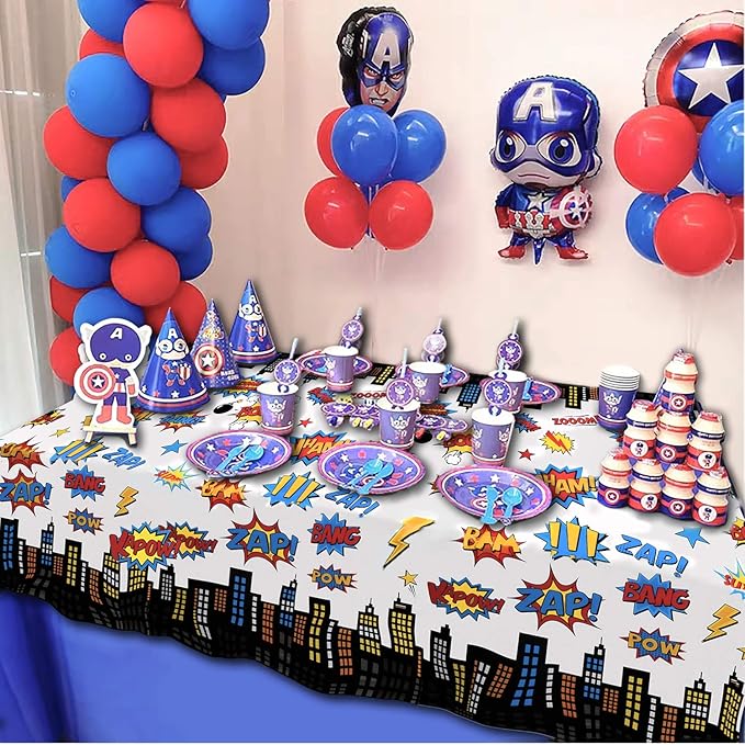 5 Pack Superhero Plastic Table cover,43" x 71" Superhero Tablecloths Party Supplies Decorations