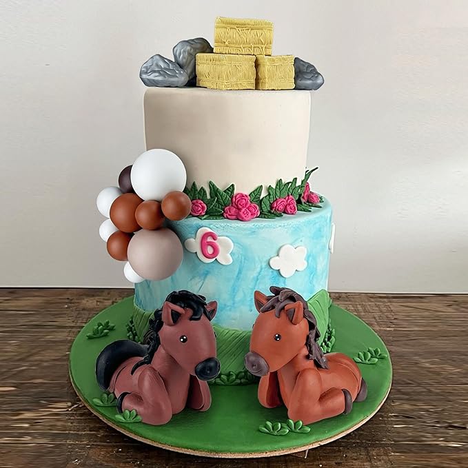 31 PCS Horse Cake Toppers Ball Cake Picks Horse Baby Shower Cake Decoration for Horse Theme Party Favors Supplies