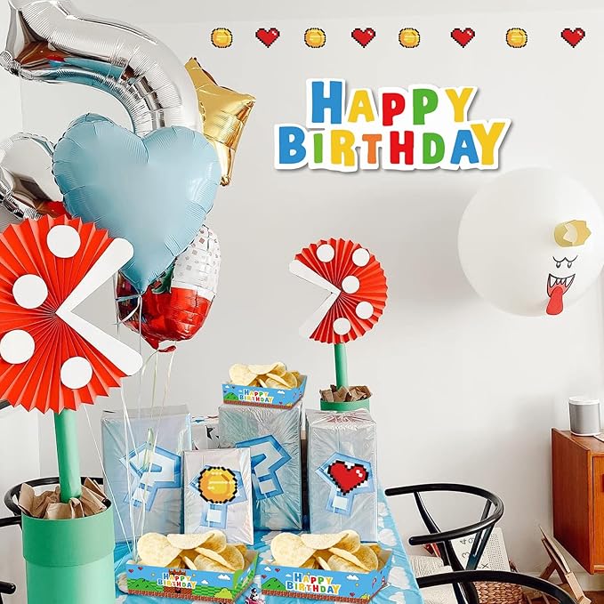 24pcs Super Brother Paper Food Trays Super Bros Birthday Party Supplies Disposable Paper Snack Bowl for Video Games Theme Birthday Decoration
