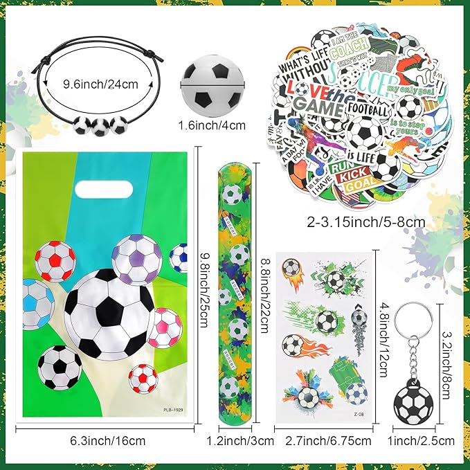 Kolewo4ever 294 Pieces Soccer Party Supplies Set Bulk Sports Goodie Bag Fillers for Soccer Party Gifts Bags