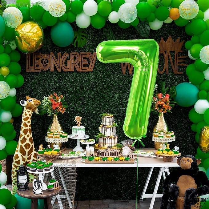 KatchOn, Giant Light Green Number 7 Balloon - 40 Inch | 7th Birthday Balloon for 7th Birthday Decorations | Seven Balloons Number | Number Balloons for Anniversary Decorations