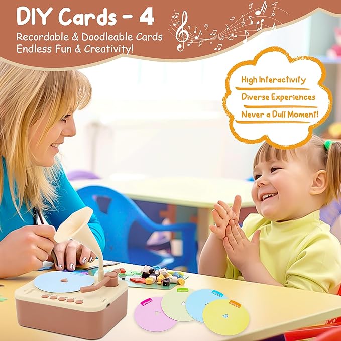 Kids Phonograph with 99 Cards, Toddler Record Player, Story & Music Player, Kids Music Player, Educational Phonograph for Boys and Girls Age 3+, Toddler Toys for Early Learning