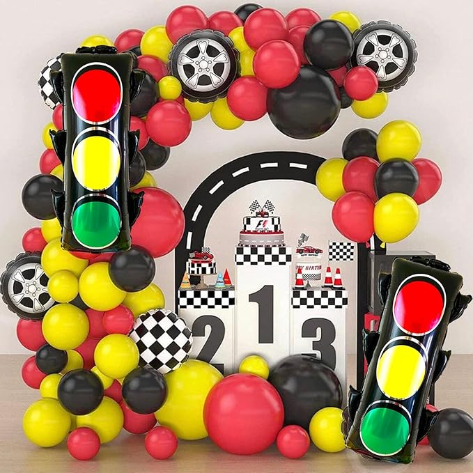 4Pcs Traffic Light Balloons for Race Car Birthday Party Decorations,Transportation Balloons for Kids Construction Vehicle Birthday Party Supplies
