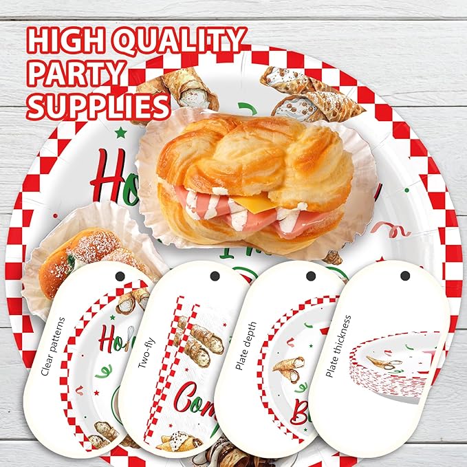 96Pcs Cannoli 1st Birthday Decorations Holy Cannoli I’m One Plates and Napkins Tableware Sets for Italian Pizza Food Theme Italy Baby Shower 1 Year Old Birthday Supplies Serves 24