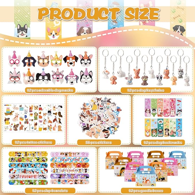 Vanblue 122 Pcs Dog Party Favors Puppy Birthday Decorations for Kids Classroom School Reward Gift Prizes Adopt a Puppy Themed Party Supplies,Dog Pinata Goodie Bag Stuffers for Boys Girls
