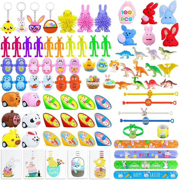 Voiiake Easter Egg Fillers & Basket Stuffer Essentials for Teens Kids, 100Pcs Small Toys & Party Favors for Boys Girls, Treasure Box Toys for Classroom, Egg Hunt Party Supplies, Carnival Prizes
