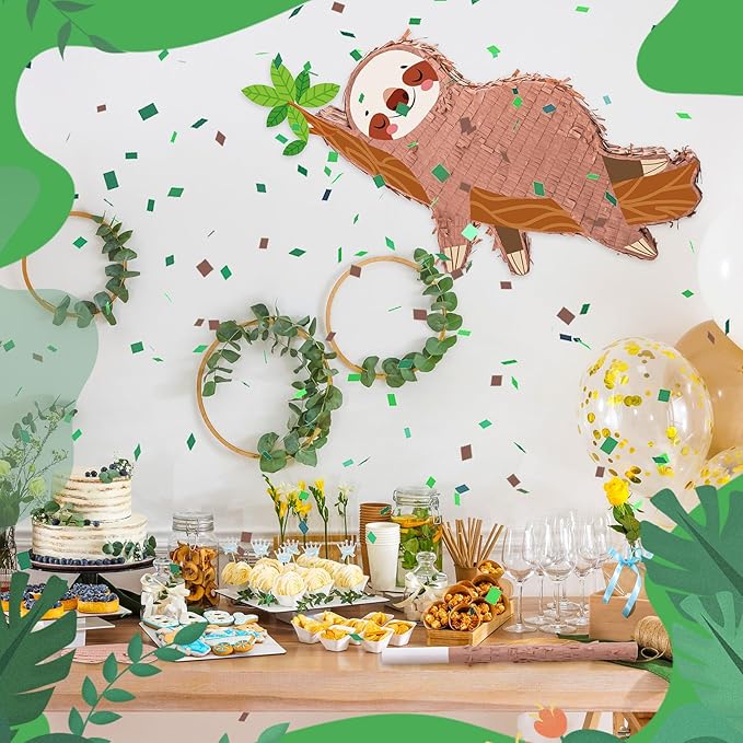 Sloth Piñatas for Birthday Party Animal Piñata with Stick, Blindfold, Confetti for Adults Birthday Baby Shower Party Supplies