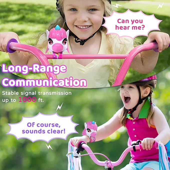 Vvinca Walkie Talkies for Kids 2 Pack, Unicorn Toys for Girls Age 3-4-5-6-7 Christmas Birthday Gifts 8 9 10 11 12 Year Old Long Range Camping Outdoor Toddler Toy Walkie-Talkie Stocking Stuffers