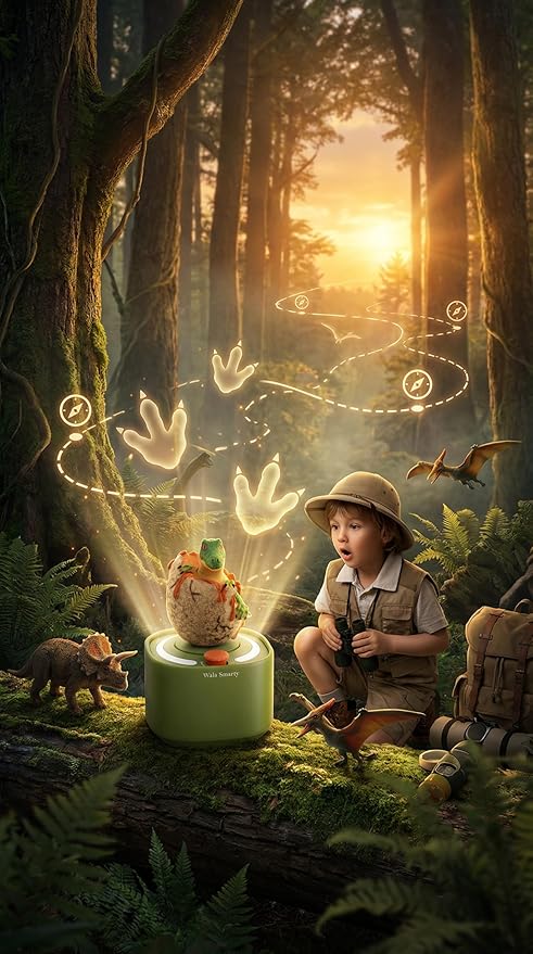 Magic AI Children's Storytelling Toy Machine -Dinosaur Island Adventures and Alex The Panda's Journey Home Personalized Interactive Stories with Smart Q&A, Fun Character Toys