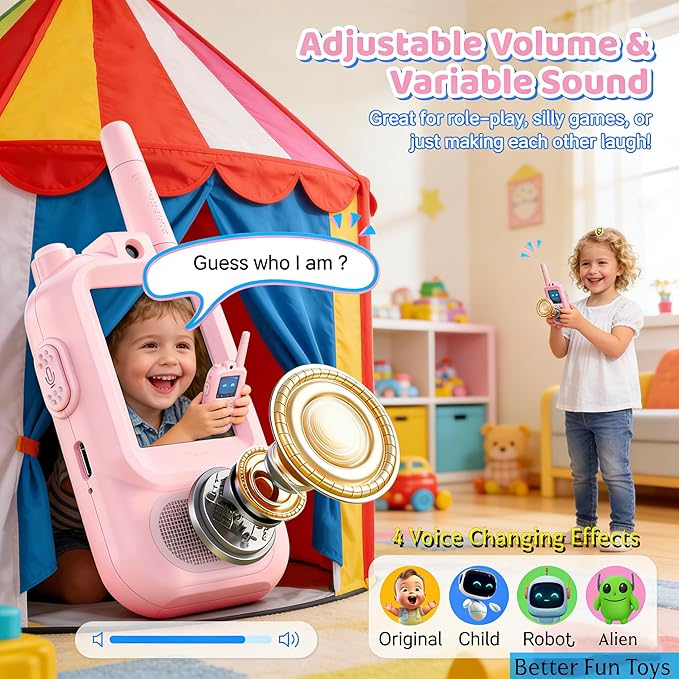 Video Walkie TalkiesToys for Kids Ages 3-12 – Rechargeable USB Two-Way Radios with Camera, 2 Packs Handheld Intercom for Indoor Outdoor Family Games, Camping, Hiking & Birthday Gifts (Pink & Pink)
