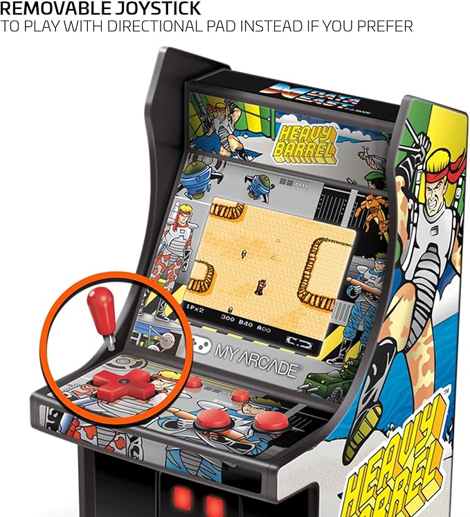 My Arcade Micro Player Mini Arcade Machine: Heavy Barrel Video Game, Fully Playable, 6.75 Inch Collectible, Color Display, Speaker, Volume Buttons, Headphone Jack - Electronic Games,DGUNL-3205
