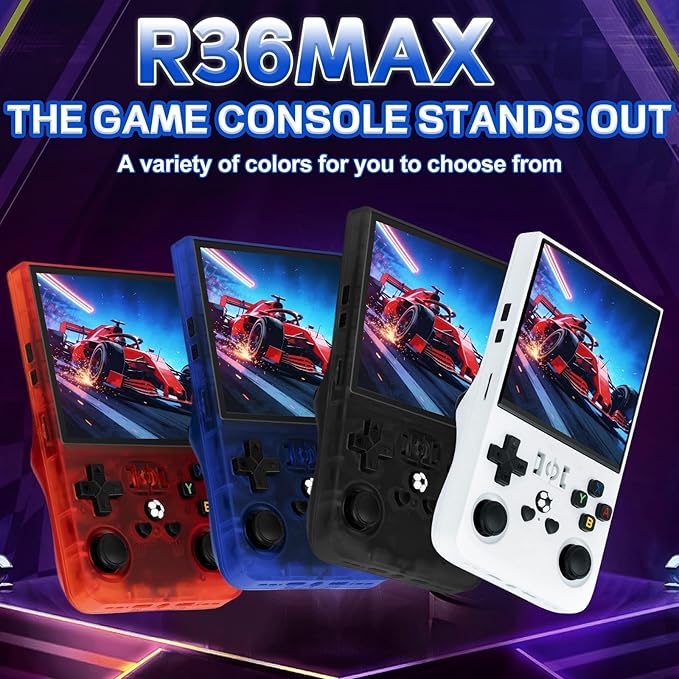 R36MAX Handheld Game Console - 4.0-Inch Screen, Support 22000+Classic Games,128G TF Card,Portable Console with Open Source System,4000mAh Battery,Birthday Gift for Adult or Partner - Blue