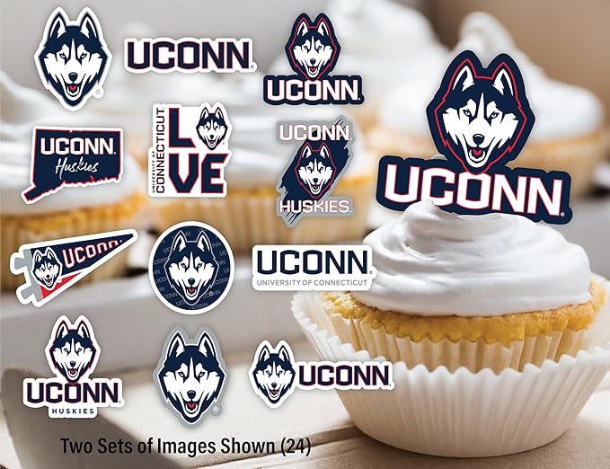 UConn Cupcake Topper Party Supplies for University of Connecticut Football, Birthday, Graduation Party Decorations (24 Pieces) (UCONN Huskies)
