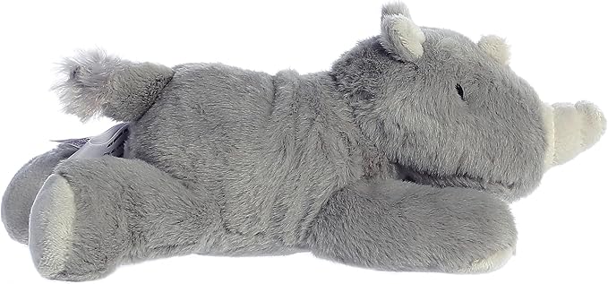 Aurora® Adorable Mini Flopsie™ Rhino Stuffed Animal - Mini Companions Ready for Playful Adventures - for Kids All Ages, Toddlers, Adults, and Families - Gray 8 Inches