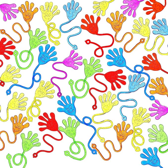 JOYIN 120Pcs Glitter Sticky Hands Party Favors, Easter Egg Fillers Party Favors Set for Kids, Holiday Traditions, Classroom Treasure Box Carnival Prizes Bulk Pinata Stuff Mini Toys, goodie bags