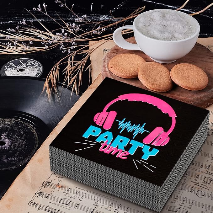 DYLIVeS 96 Pcs Music Party Supplies, Music Theme Birthday Party Decorations Disposable Tableware Packs Music Note Party Supplies for Girls - 9'' and 7'' Plates and Napkins, Forks (Serves 24)