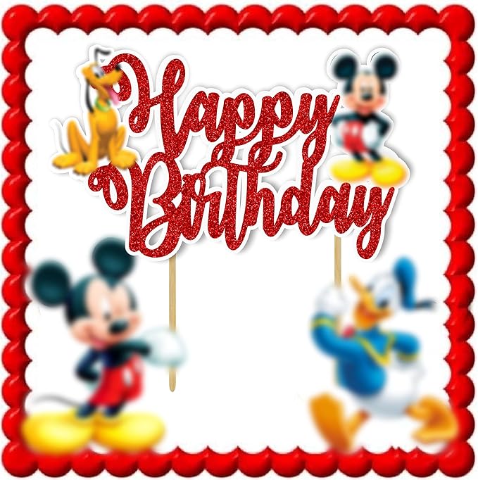 Micky Mouse Happy Birthday Cake Topper – Cute Cartoon Character Cake Decoration for Birthday Party Supplies – Durable, Reusable, Easy to Use Cake Topper for Boys and Girls – Fun Party Decoration
