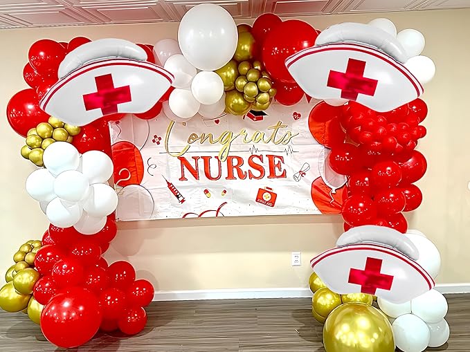 Nurse Cap Balloons 3 PCS/Nurse Party Decorations/Nurse Graduation Decorations/Nursing Graduation Party Supplies/Nursing School Graduation Party Decorations/Nurse Balloons
