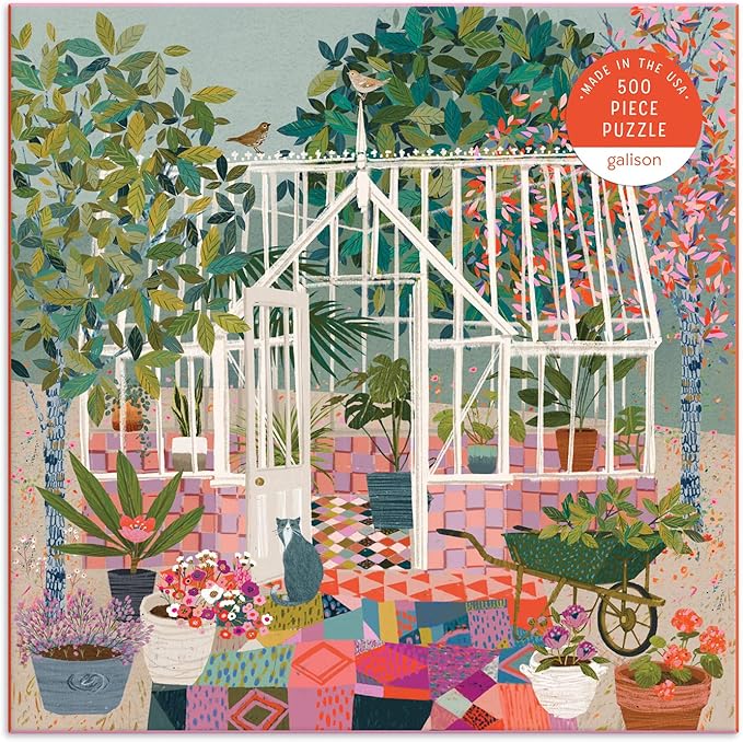 Galison Greenhouse Gardens 500 Piece Puzzle from Galison - Featuring Colorful Illustrations, 19" x 19", Fun & Challenging, Unique Gift Idea