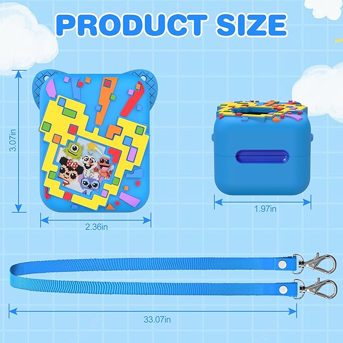 Silicone Case for Bitzee Disney Interactive Toy, Anti-Scratch, Washable, Shockproof Silicone Protective Cover for Bitzee Disney Interactive Toy Electronic Pets Accessories with Lanyard - Blue