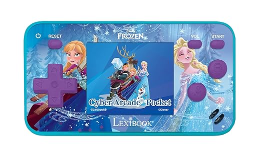 Lexibook Frozen Arcade Pocket Portable Gaming Console, 150 Games, LCD, Battery Operated, Purple / Blue, JL1895FZ