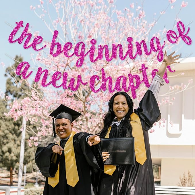 BEISHIDA The Beginning of A New Chapter Banner, Farewell party decorations,Graduation Sign 2026 Banner,Happy retirement Supplies,Going away party Sign Garland,Graduation banner Rose Red