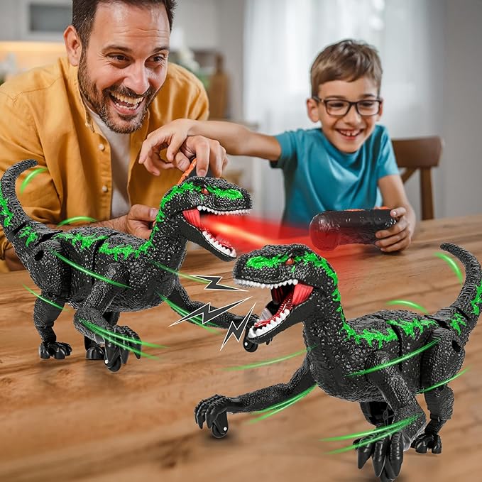 Remote Control Dinosaur Toys for Kids 3-5 5-7, One-Key Demo Simulator Jurassic Velociraptor Dino Toys for Kids Boys with Light & Sounds, Dinosaur Toys Gifts for 3 4 5 6 7 8 Years Old Boys