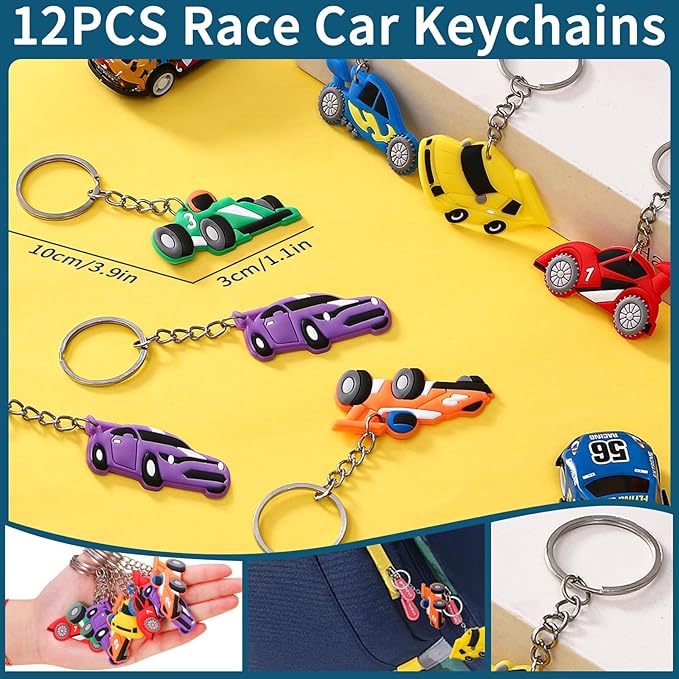 Winrayk 12 Sets Race Car Party Favors Birthday Supplies Racing Drawstring Bags Luminous Tattoo Stickers Boys Kids Racing Gifts Toys Goodie Bag Stuffers Filler Race Car Themed Birthday Party Supplies