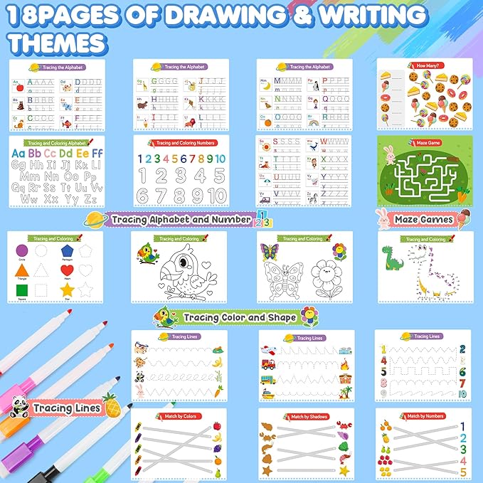 Busy Book for Toddlers 3-5,Preschool Learning Activities,Montessori Learning Educational Toys, Tracing Activity Coloring Books for Kids Ages 4-8, Autism Sensory Travel toys,Back to School,Easter Gifts