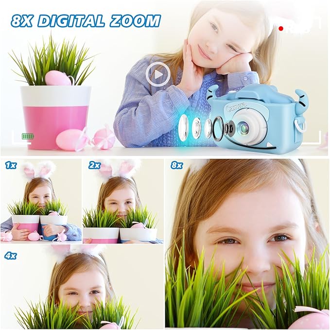 Kids Selfie Camera for 6-8 Year Old Boys, HD Digital Video Cameras for Toddler, Christmas Birthday Gifts for Boys Kids Digital Dual Camera with 32G SD Card